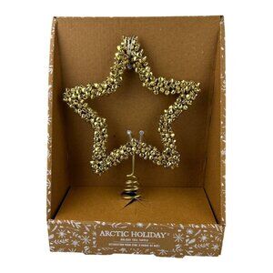 Arctic Holiday Gold Bell Star Christmas Tree Topper NIB Holiday Decor